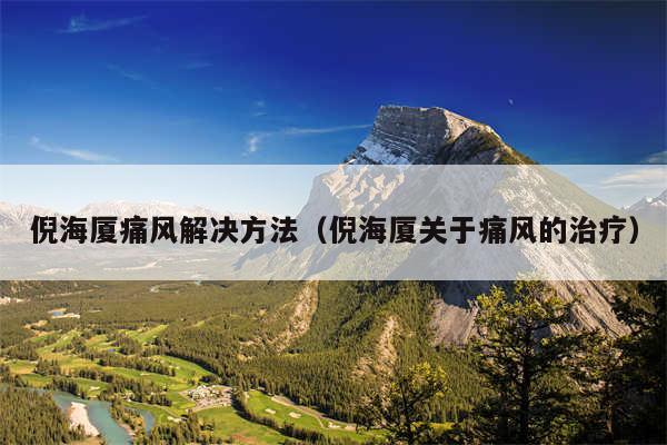 倪海厦痛风解决方法（倪海厦关于痛风的治疗）