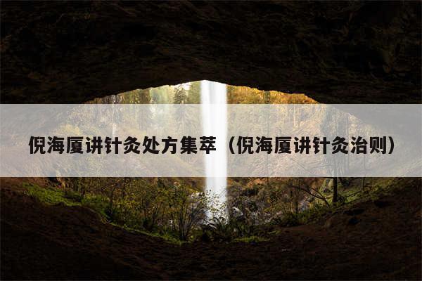 倪海厦讲针灸处方集萃（倪海厦讲针灸治则）