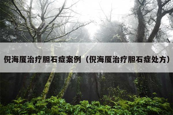 倪海厦治疗胆石症案例（倪海厦治疗胆石症处方）