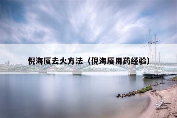 倪海厦去火方法(倪海厦用药经验)