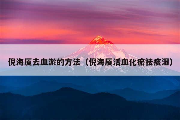 倪海厦去血淤的方法(倪海厦活血化瘀祛痰湿)