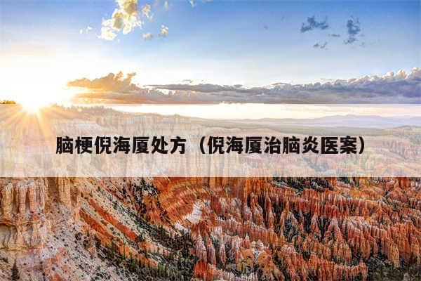 脑梗倪海厦处方（倪海厦治脑炎医案）