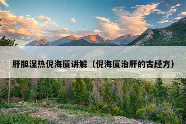 肝胆湿热倪海厦讲解(倪海厦治肝的古经方)