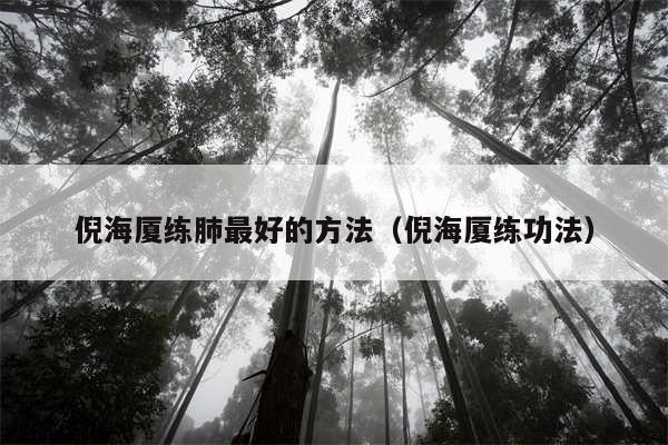 倪海厦练肺最好的方法（倪海厦练功法）