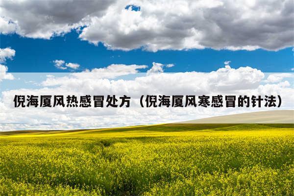 倪海厦风热感冒处方(倪海厦风寒感冒的针法)