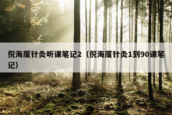 倪海厦针灸听课笔记2(倪海厦针灸1到90课笔记)