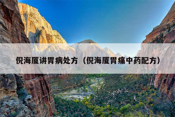 倪海厦讲胃病处方（倪海厦胃痛中药配方）