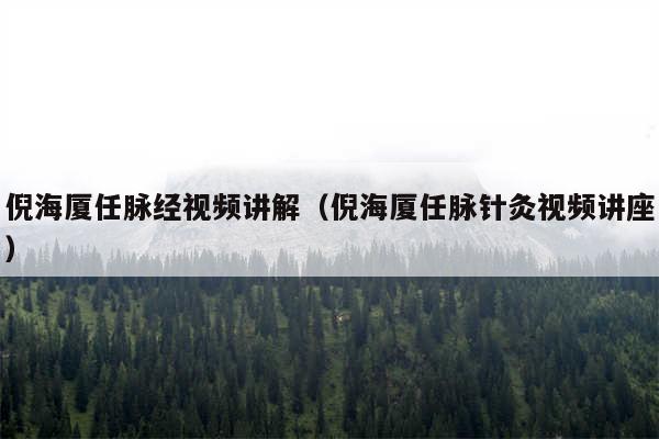 倪海厦任脉经视频讲解（倪海厦任脉针灸视频讲座）