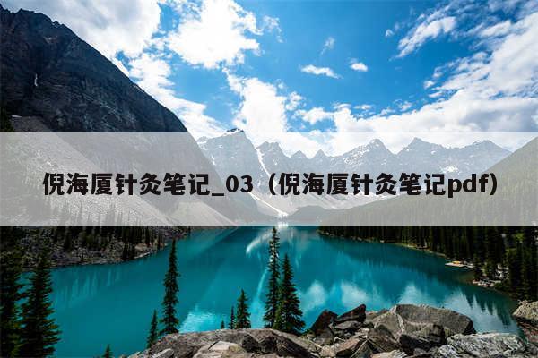 倪海厦针灸笔记_03（倪海厦针灸笔记pdf）
