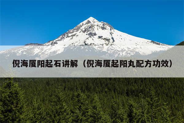 倪海厦阳起石讲解（倪海厦起阳丸配方功效）
