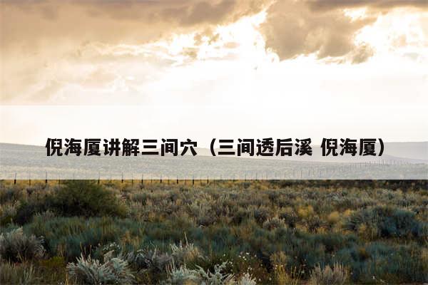 倪海厦讲解三间穴(三间透后溪 倪海厦)