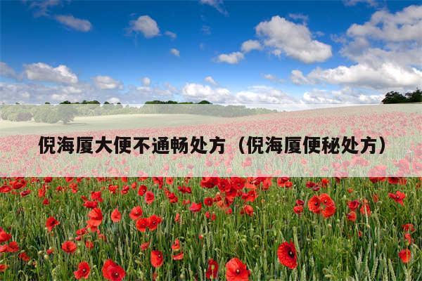 倪海厦大便不通畅处方(倪海厦便秘处方)