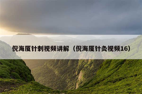 倪海厦针刺视频讲解（倪海厦针灸视频16）