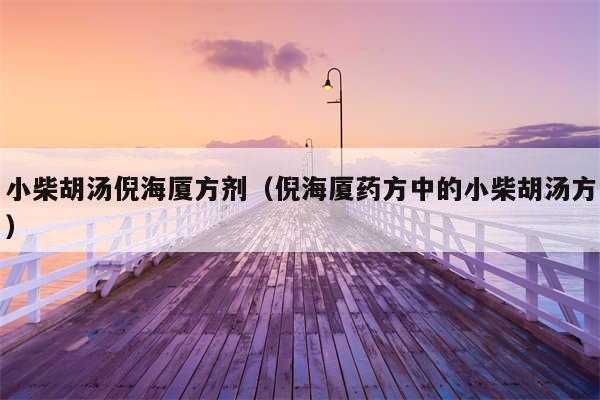 小柴胡汤倪海厦方剂(倪海厦药方中的小柴胡汤方)