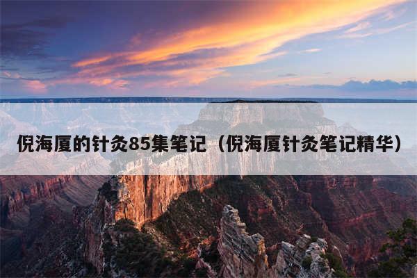 倪海厦的针灸85集笔记（倪海厦针灸笔记精华）