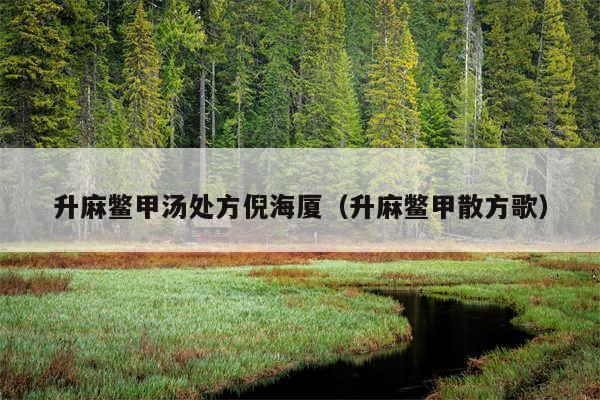升麻鳖甲汤处方倪海厦(升麻鳖甲散方歌)