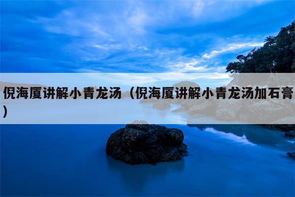 倪海厦讲解小青龙汤（倪海厦讲解小青龙汤加石膏）