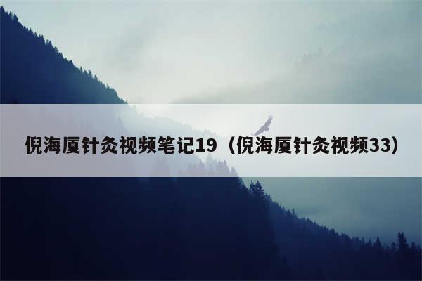 倪海厦针灸视频笔记19(倪海厦针灸视频33)