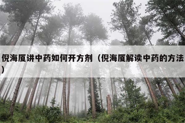 倪海厦讲中药如何开方剂(倪海厦解读中药的方法)