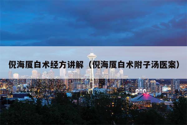 倪海厦白术经方讲解(倪海厦白术附子汤医案)