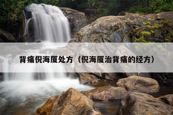 背痛倪海厦处方(倪海厦治背痛的经方)