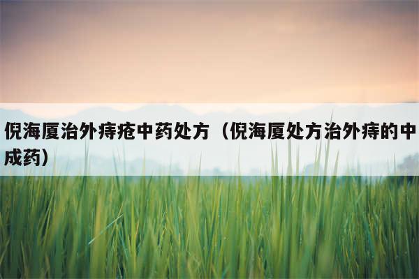 倪海厦治外痔疮中药处方（倪海厦处方治外痔的中成药）