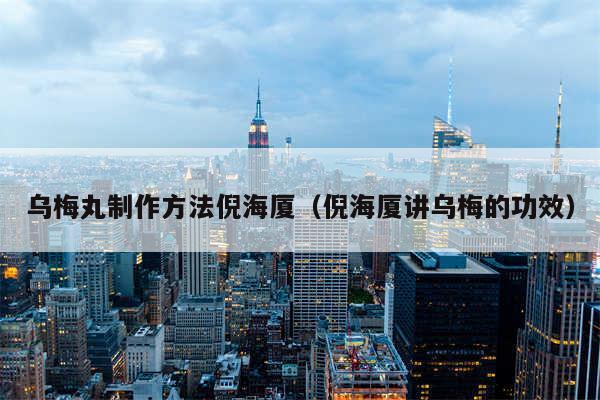 乌梅丸制作方法倪海厦（倪海厦讲乌梅的功效）