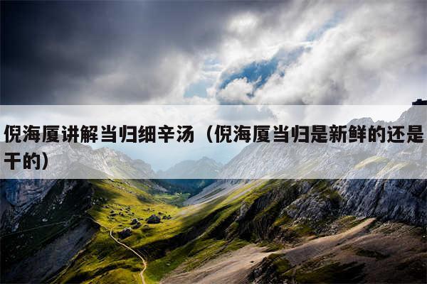 倪海厦讲解当归细辛汤(倪海厦当归是新鲜的还是干的)