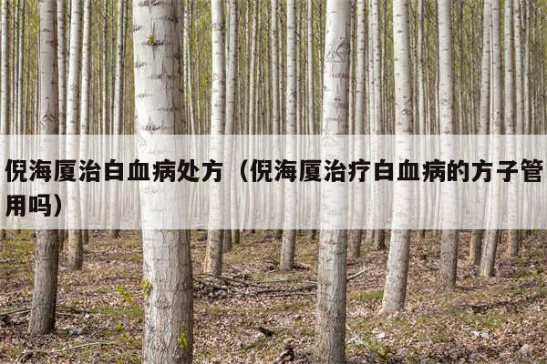 倪海厦治白血病处方(倪海厦治疗白血病的方子管用吗)