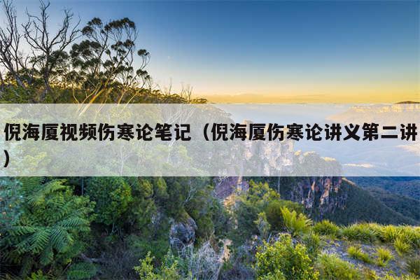 倪海厦视频伤寒论笔记（倪海厦伤寒论讲义第二讲）
