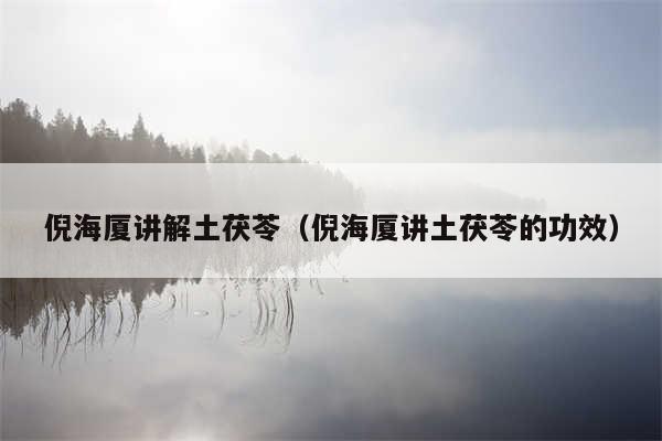 倪海厦讲解土茯苓(倪海厦讲土茯苓的功效)