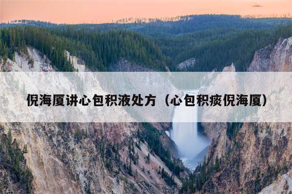 倪海厦讲心包积液处方(心包积痰倪海厦)