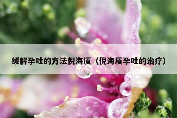 缓解孕吐的方法倪海厦(倪海厦孕吐的治疗)