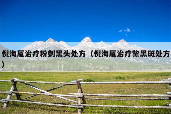 倪海厦治疗粉刺黑头处方(倪海厦治疗黧黑斑处方)
