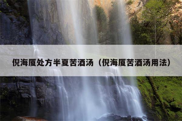 倪海厦处方半夏苦酒汤(倪海厦苦酒汤用法)