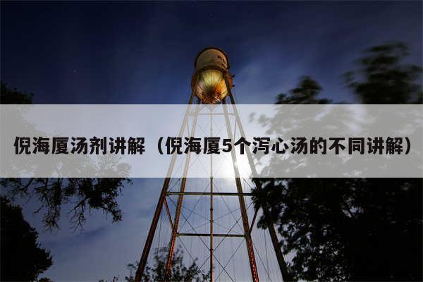 倪海厦汤剂讲解(倪海厦5个泻心汤的不同讲解)
